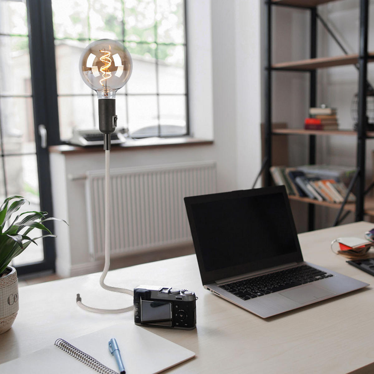 LED TISCHLEUCHTE Metall Weiß Retro - Weiß, Metall (16/16/46.5cm)