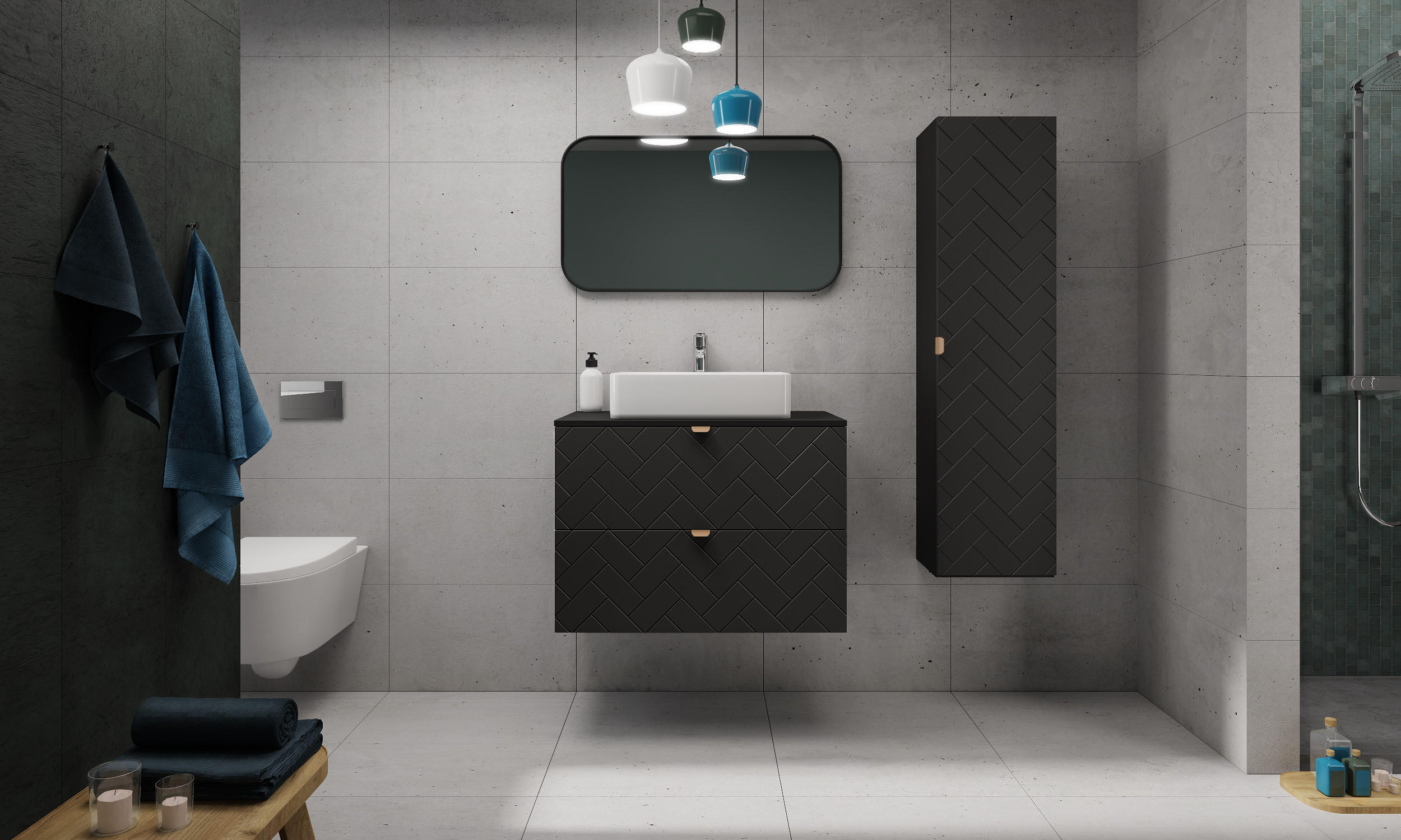 WASCHBECKUNTERSCHRANK Schwarz Matt 60/46/60 cm - Schwarz, Holzwerkstoff (60/60.7/46cm) - Rodan