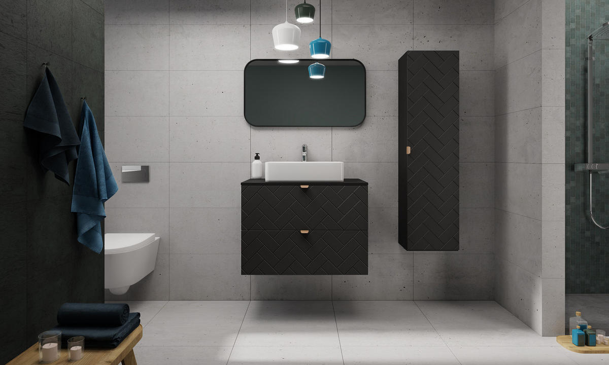 WASCHBECKUNTERSCHRANK Schwarz Matt 60/46/60 cm - Schwarz, Holzwerkstoff (60/60.7/46cm) - Rodan