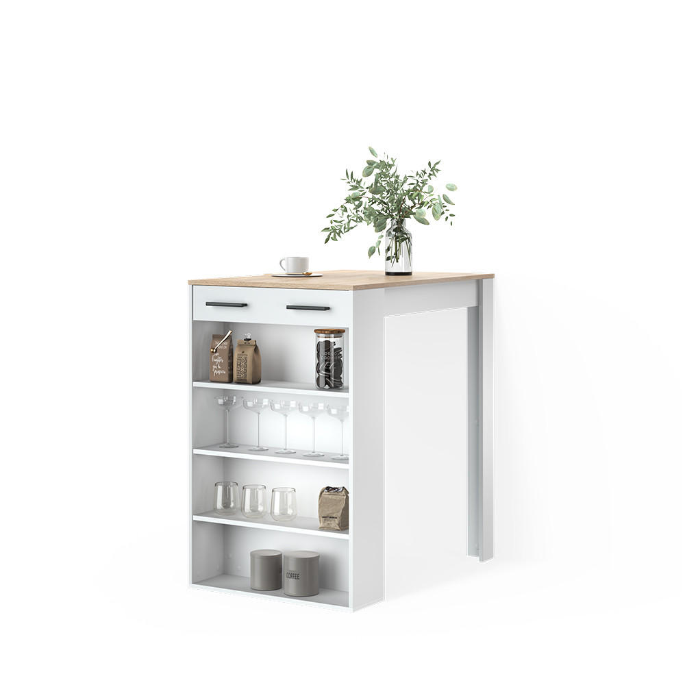 Livinity® Bartisch Weiß, Sonoma Eiche 67x106x100 cm
