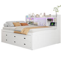 TAGESBETT 140/200 cm aus werkstoff mit LED-Beleuchtung, USB-/Type-C-Anschluss, Ausziehbett und 3 Schubladen, Weiß - Weiß, Holzwerkstoff (140/200cm) - Redom