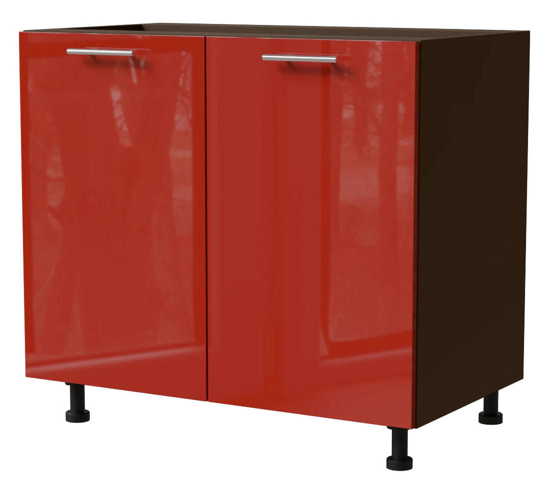 Feldmann-Wohnen Küchenunterschrank Rot, Dunkelgrau 90x82x50 cm