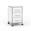 BÜRO-ROLLCONTAINER Holz, 40cm - 3 Schubladen, Weiss - Chromfarben/Silberfarben, Holzwerkstoff/Metall (40/66.5/39.7cm) - Versee