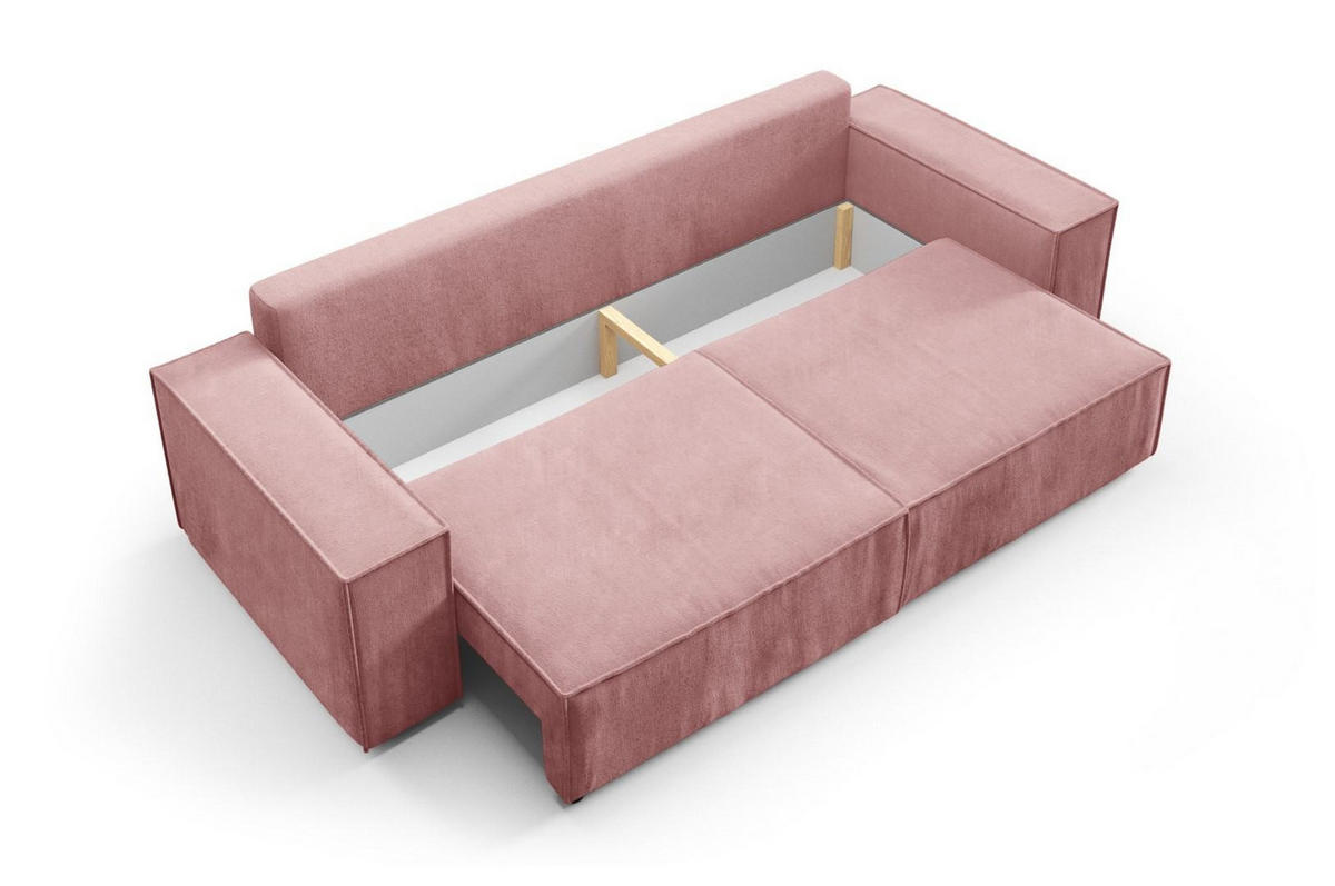 SCHLAFSOFA mit Bettkasten Rose - Altrosa, Textil (255/88/102cm) - Furnisell