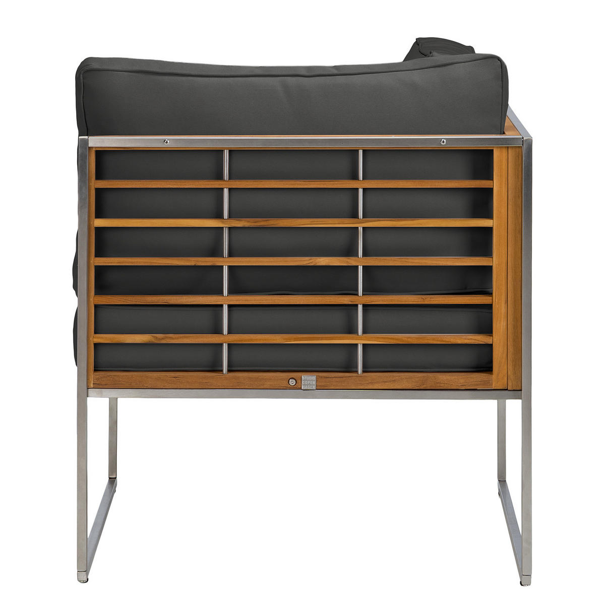 LOUNGEECKE - Webstoff / Teak massiv - Anthrazit, Holz/Textil (70/74/70cm) - home24