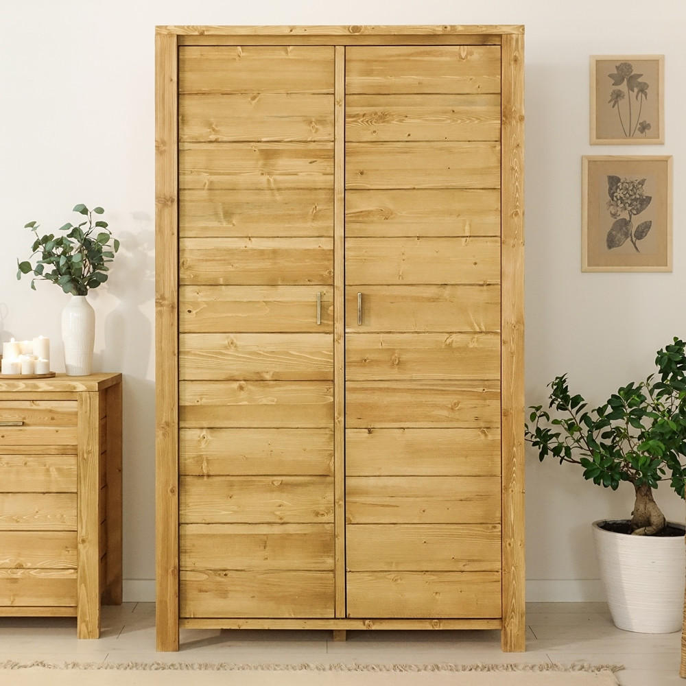 KLEIDERSCHRANK aus Massivholz MIDLAND - Honig, Holz (125/200/60cm) - Seart