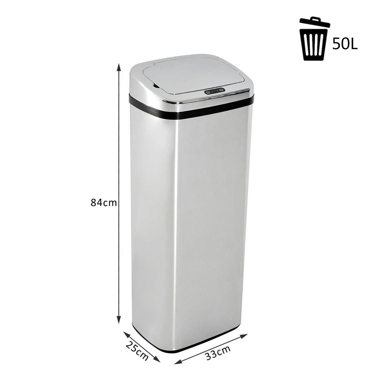 SENSOR Mülleimer, Edelstahl, ABS, Silber - Silberfarben, Metall (25/84/33cm) - HOMCOM