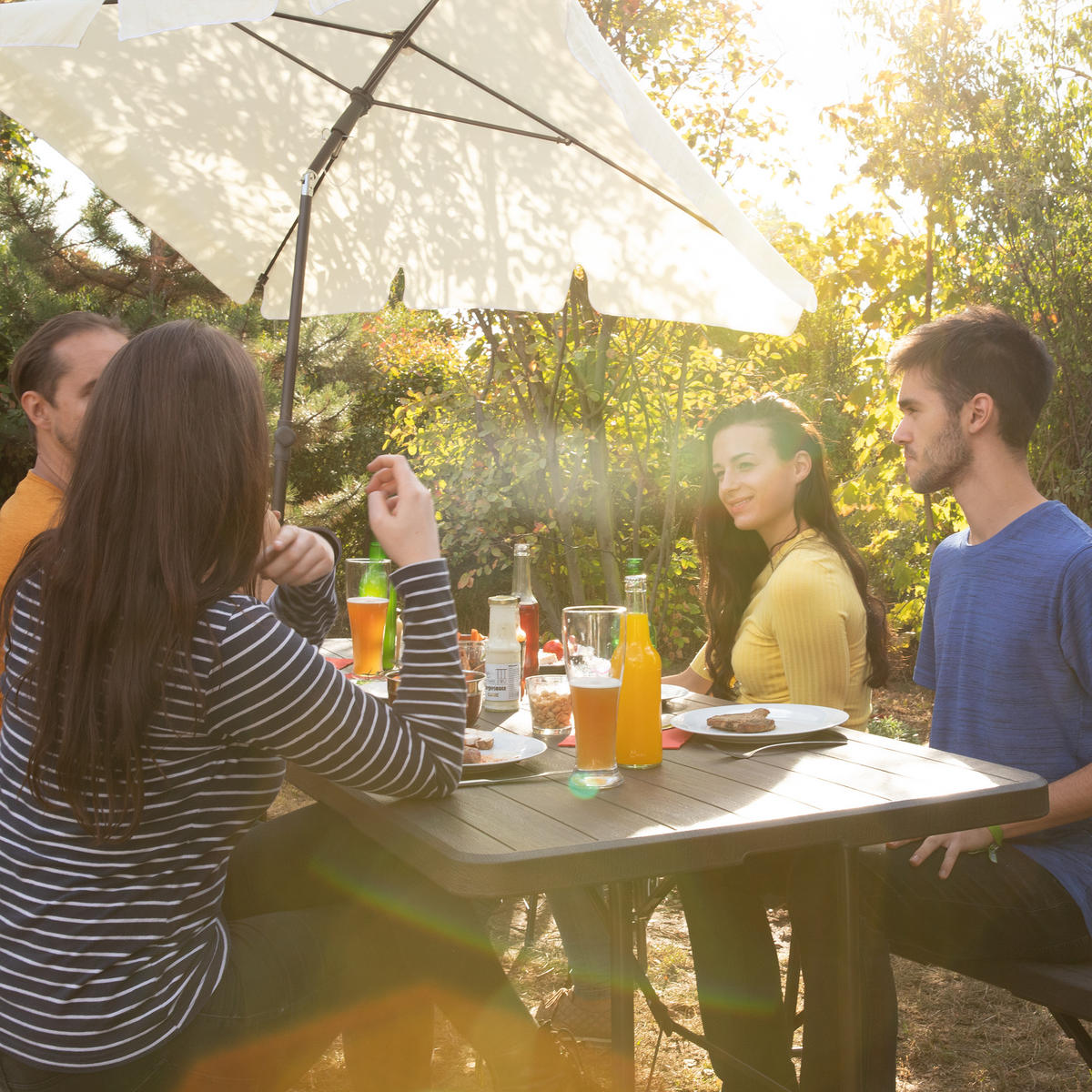 STOJALO za senčnik - črna, kovina/umetna masa (45/45cm) - Relaxdays