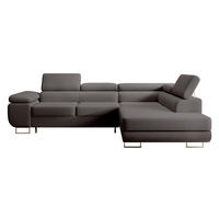 ECKSOFA Stevil Dunkelgrau Velours - Dunkelgrau/Silberfarben, Textil/Metall (275/203cm) - Selsey