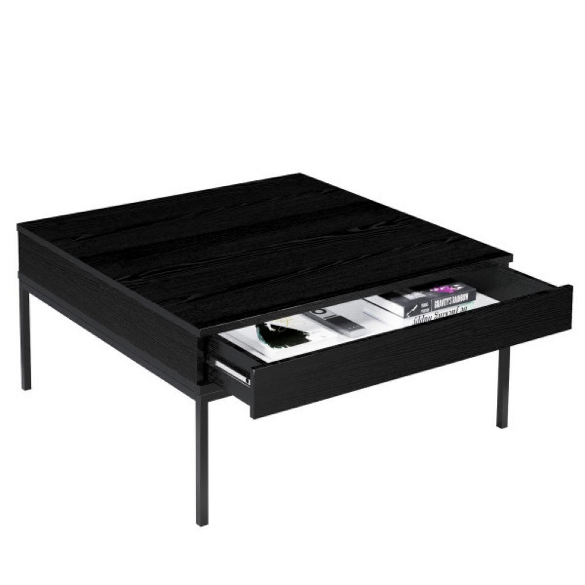 TISCH Schwarz Industrial Mit Schubladen Und Metallbeinen - Schwarz, Holzwerkstoff (90/90/45cm) - Sepro Meble