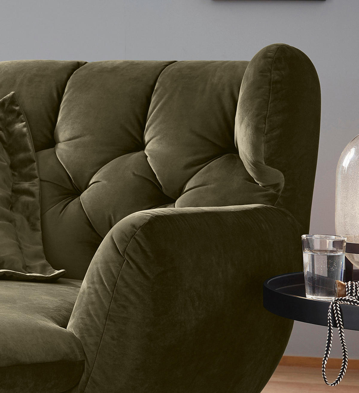LONGSEAT CHAMRE Dunkelgrün Webstoff - Dunkelgrün/Schwarz, Textil (130/95/160cm) - KAWOLA