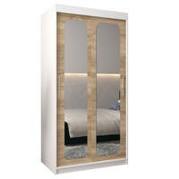 SCHWEBETÜRENSCHRANK 200/100/62 2-türig - Silberfarben/Weiß, Holz/Kunststoff (100/200/62cm) - Abiks Möbel