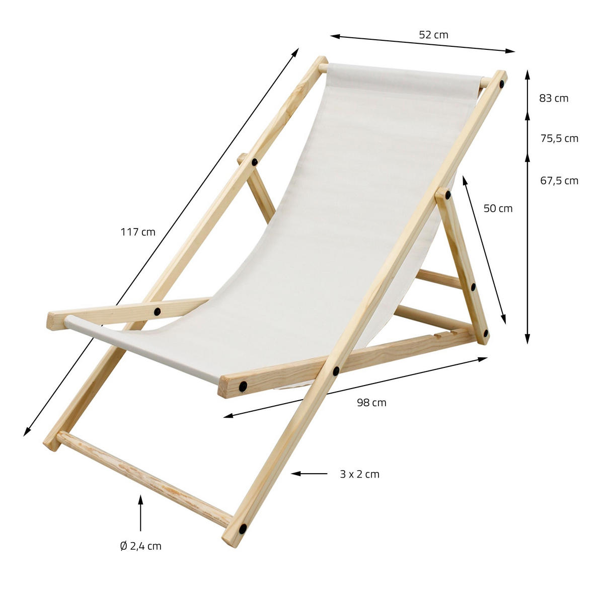 LIEGESTUHL samt Beige 2er Set - Beige, Holz (52/83/117cm) - ECD-Germany