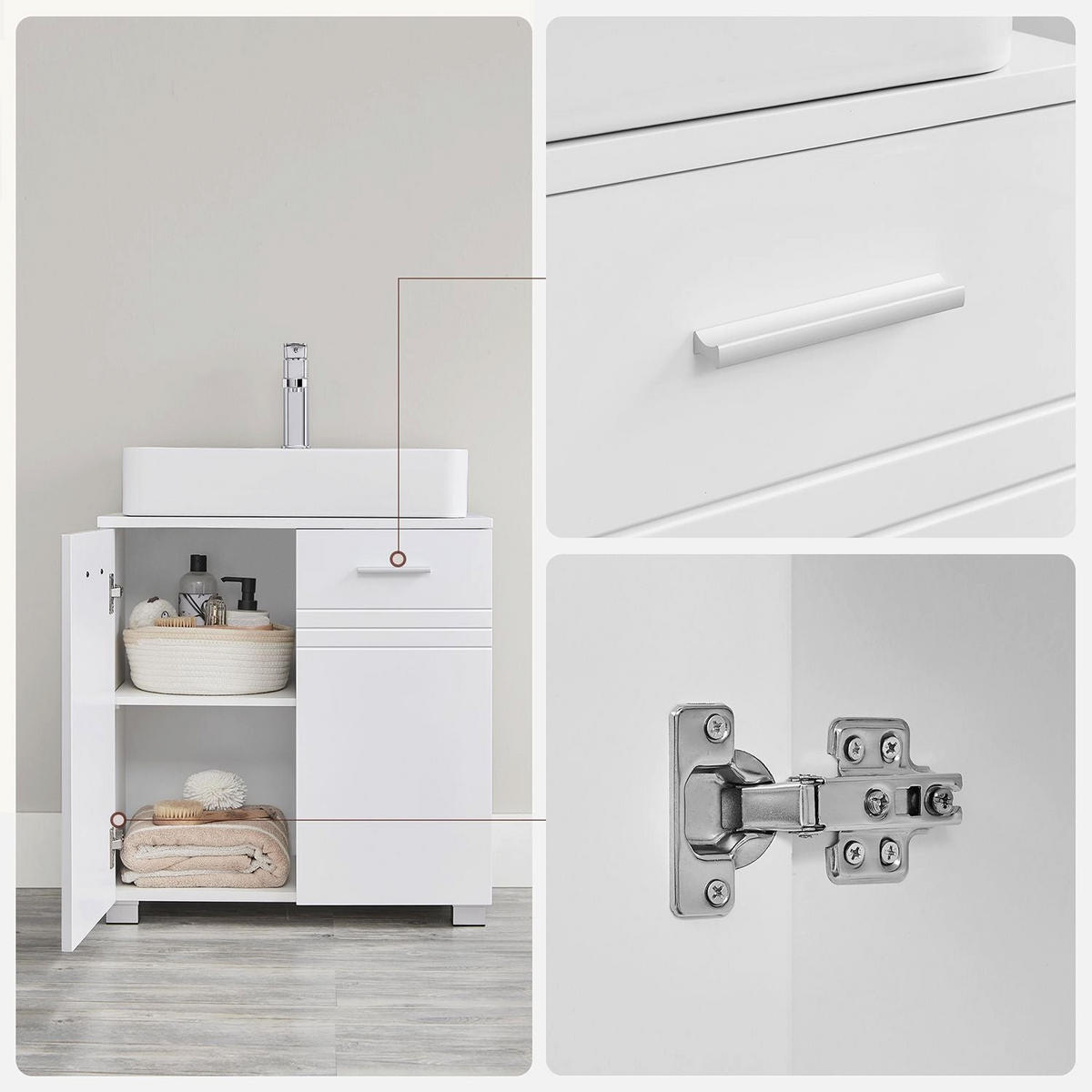 WASCHBECKENUNTERSCHRANK - Grau, Holzwerkstoff (30/63/60cm) - Hansiro