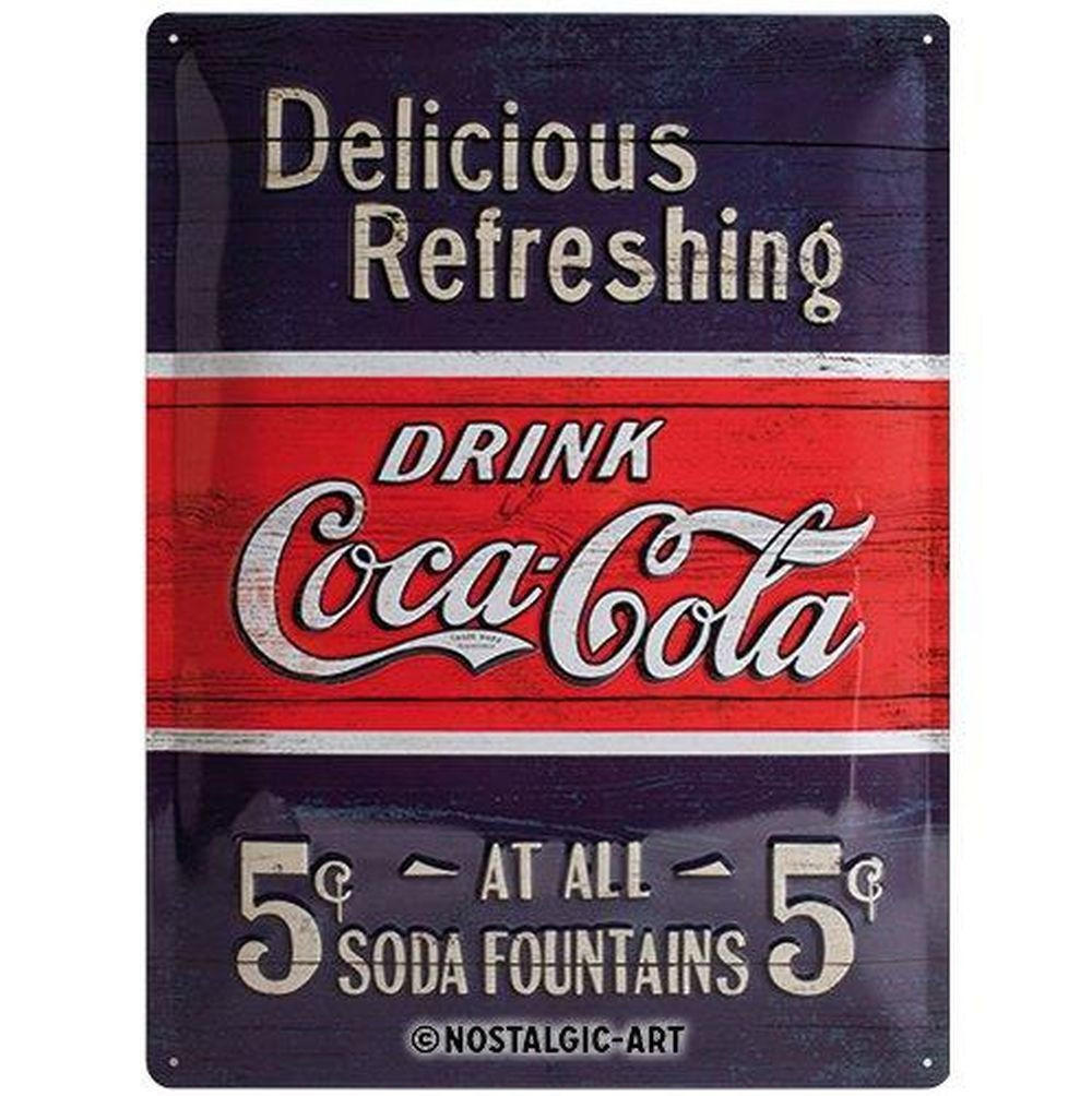 BLECHSCHILD 30/40 cm Coca-Cola Delicious Refreshing Blue - Multicolor, Metall (30/40/0.2cm) - Nostalgic-Art