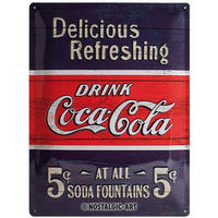 BLECHSCHILD 30/40 cm Coca-Cola Delicious Refreshing Blue - Multicolor, Metall (30/40/0.2cm) - Nostalgic-Art