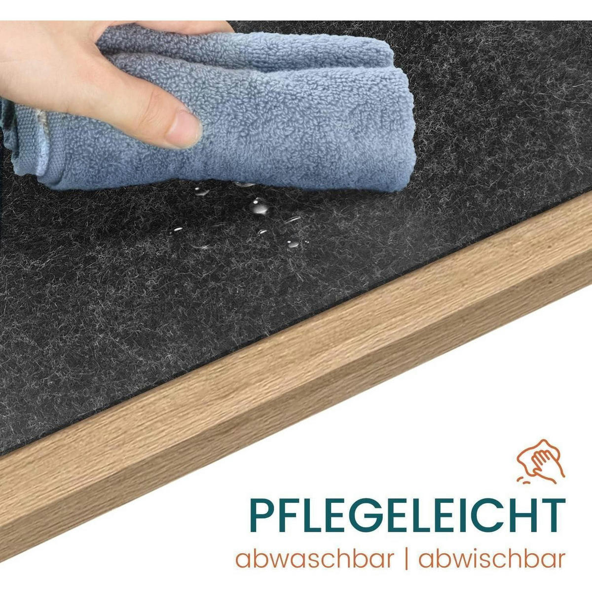 TISCHLÄUFER Filz Anthrazit 100 x 30 cm - Anthrazit, Textil (100/30/1.5cm)