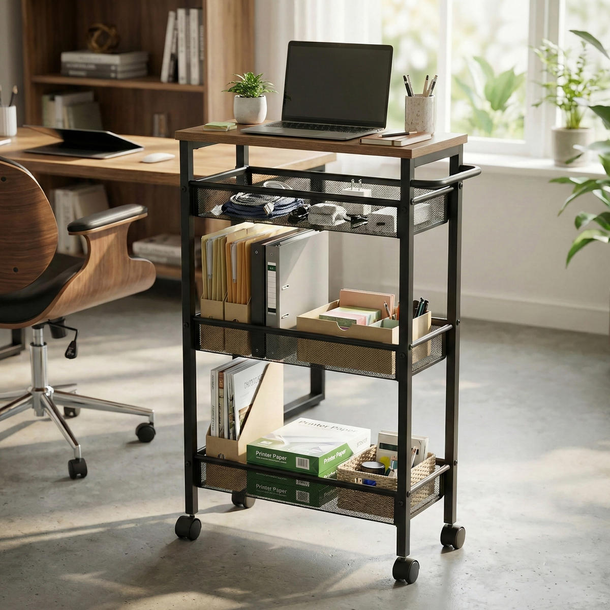 NISCHENWAGEN - Schwarz, Holzwerkstoff/Metall (13/77/45cm) - Relaxdays