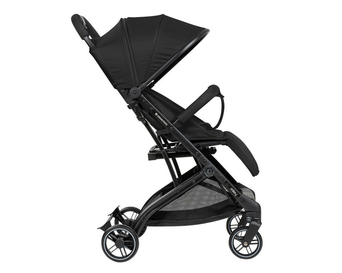 KINDERWAGEN Miley mit Fußsack schwarz gemustert Fußstütze verstellbar, klappbar, Korb - Schwarz, Metall (64/52/100cm) - Kikka boo