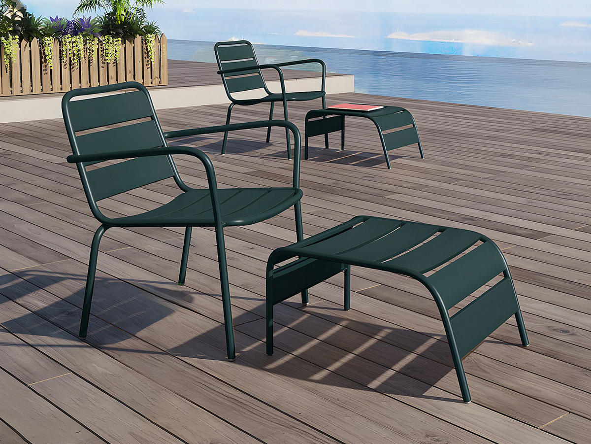 FUSSBANK - Metall - Tannengrün - MIRMANDE von MYLIA - Grün, Metall (61.5/33/50cm) - Vente-Unique