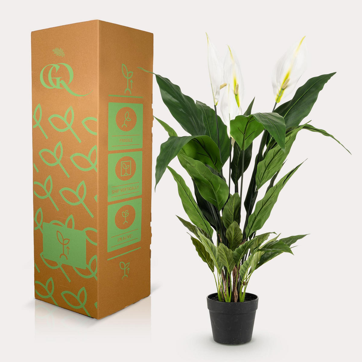 KUNSTPFLANZE Spathiphyllum Einblatt 90cm - Grün, Kunststoff (90cm) - Green boutiQ