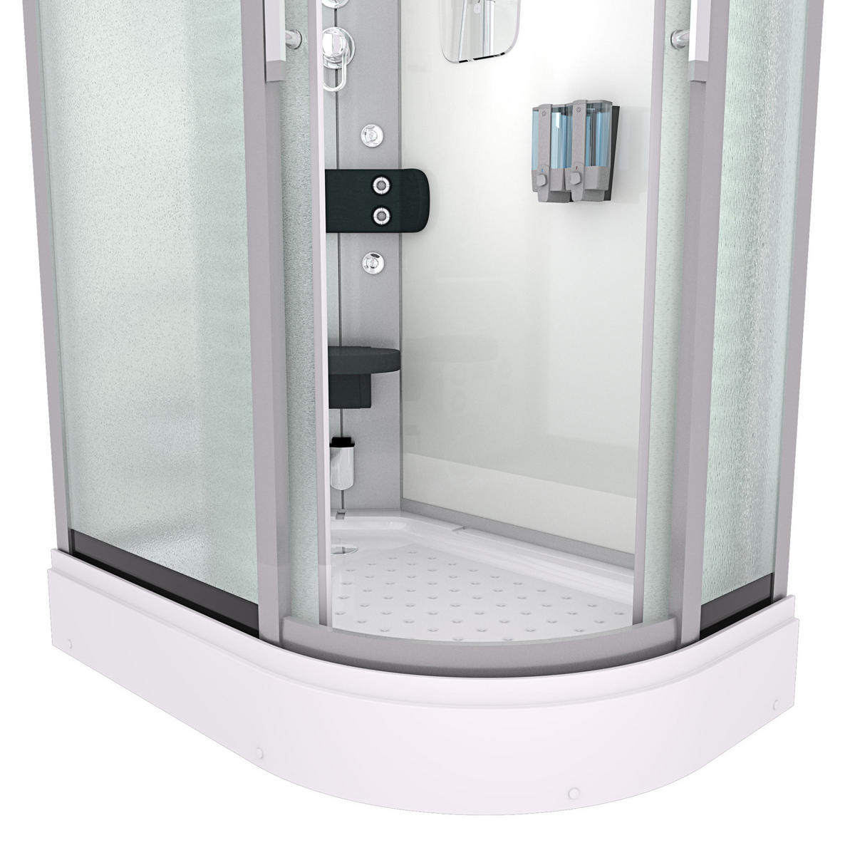 DUSCHE Duschkabine D60-70M0R Weiß 80x120 - Weiß, Glas/Kunststoff (80/120/215cm) - AcquaVapore by Sandra Jentho