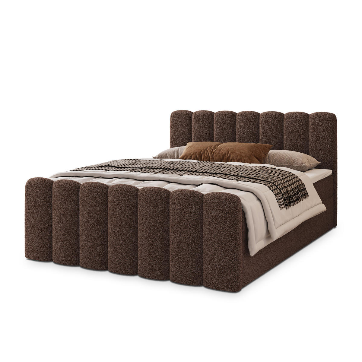 POSTEL BOXSPRING CELLA 140x200 cm, s matrací a úložným prostorem, hnědá - hnědá, kompozitní dřevo/textil (140/200cm) - MASSENO