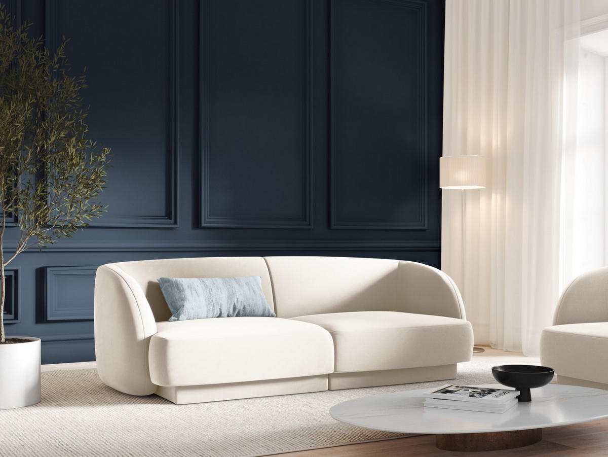 SOFA Miley aus Samt leichtes beige 2 Sitzplätze - Beige, Textil (90/70/180cm) - Micadoni