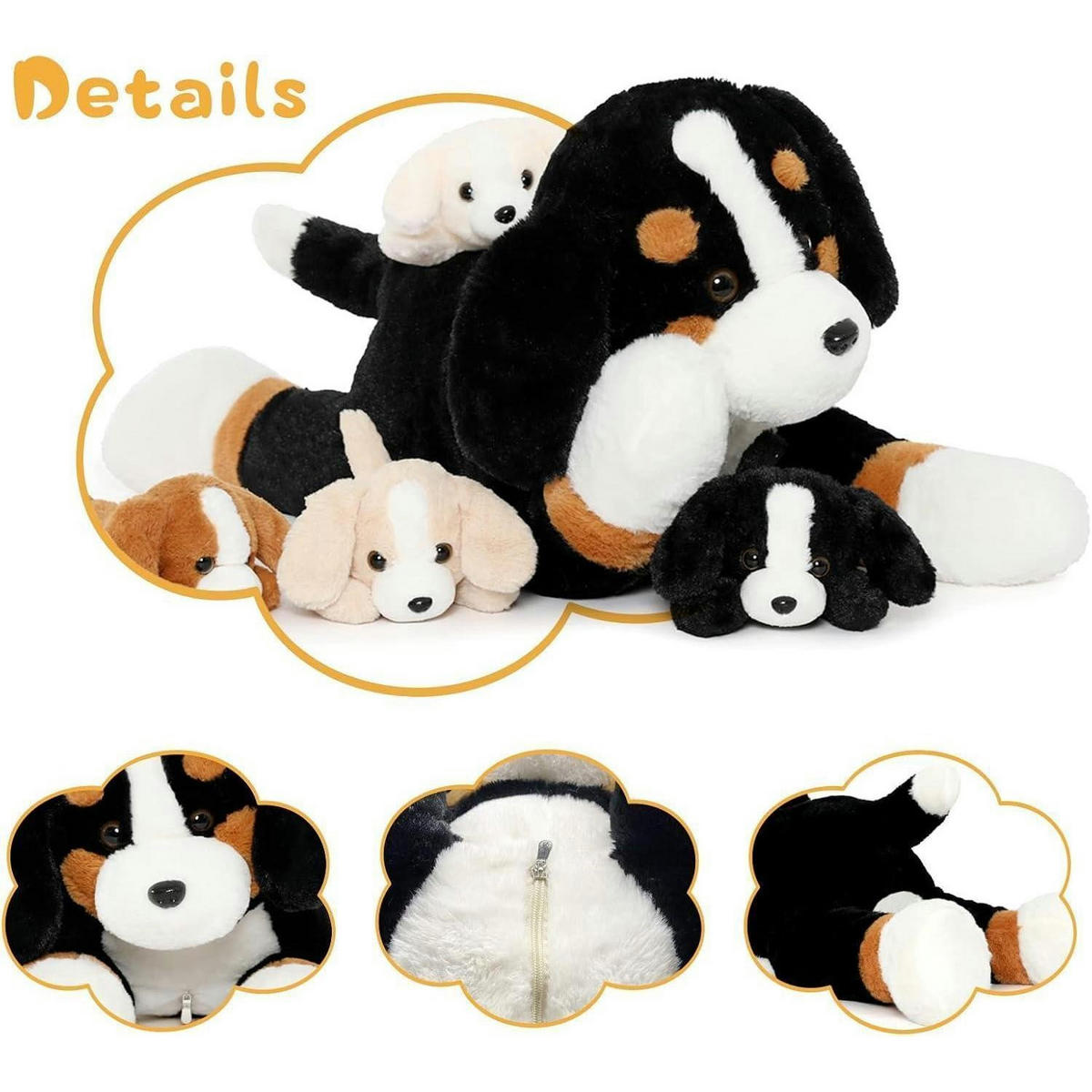 PLÜSCHTIER Berner Sennenhund 5-teiliges Set mit Babys - Multicolor, Textil (22/23cm)
