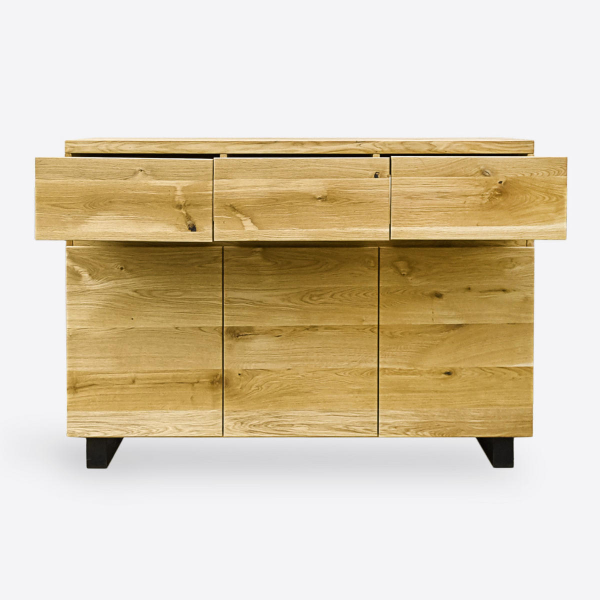 KOMMODE aus Massivholz und Metall DELIO - Eichefarben, Holz (135/100/45cm) - Rawood Furniture