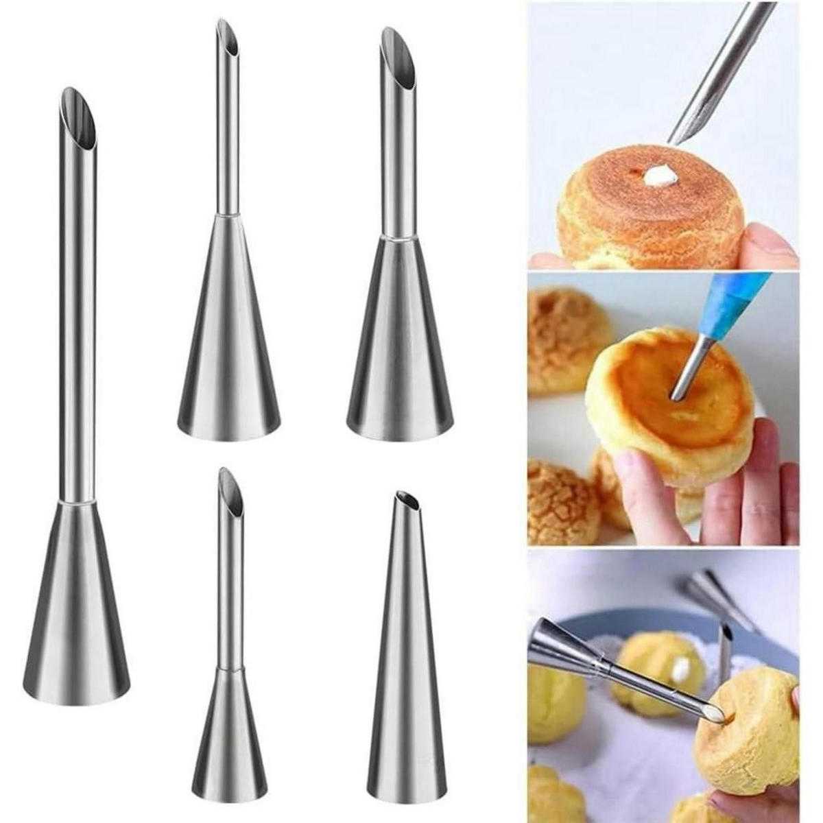 SPRITZTÜLLEN Set 5-teilig Edelstahl - Silberfarben, Metall (25/6/140cm)