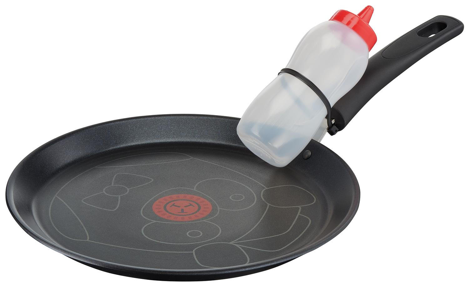 CREPEPFANNE Creative Panda 25 cm Schwarz induktionsgeeignet Antihaftbeschichtung mit Dosierflasche 200 ml - Schwarz, Kunststoff/Metall (25cm) - Tefal