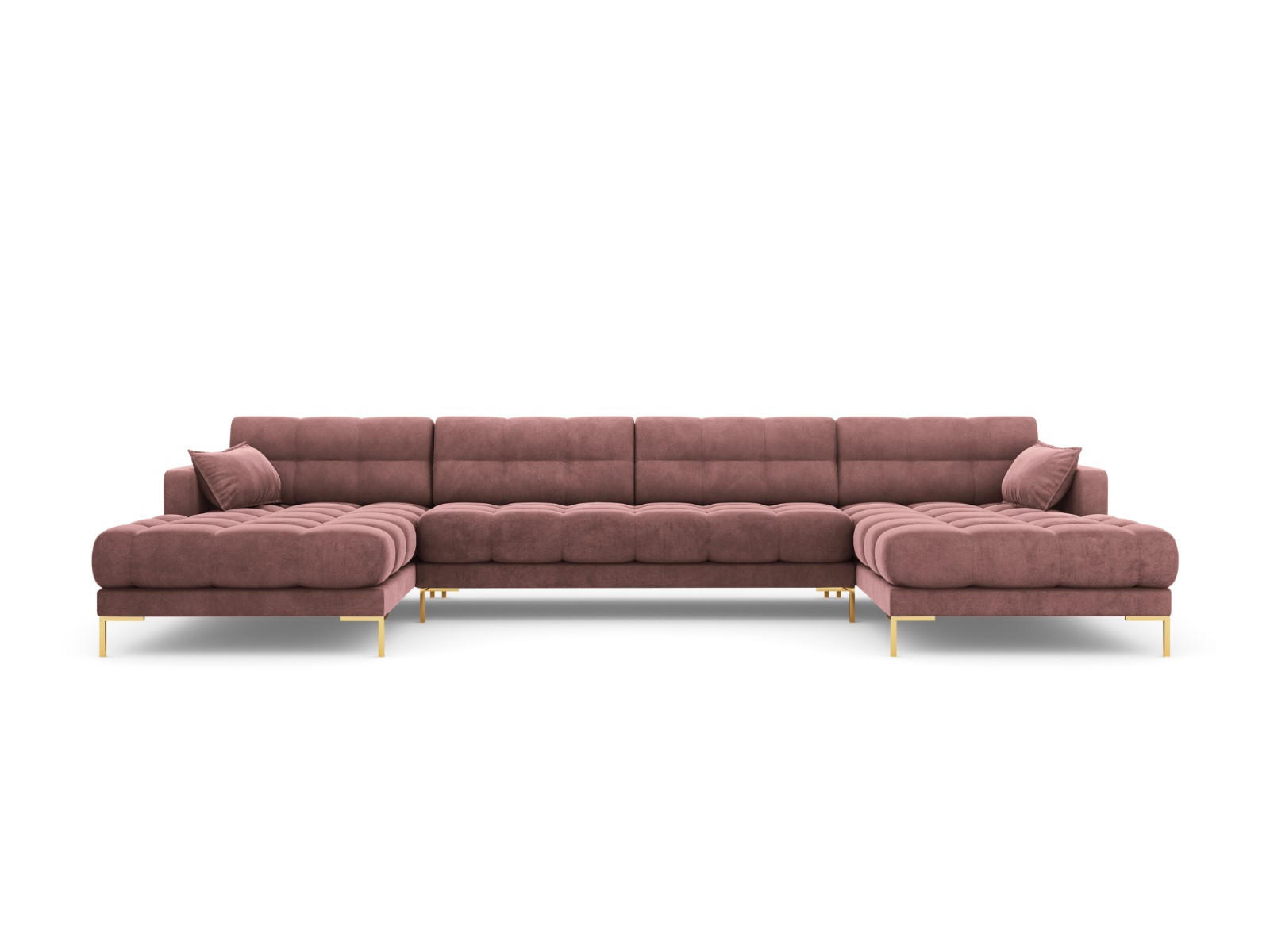 PANORAMASOFA Mamaia aus Samt rosa 6 Sitzplätze - Pink, Textil (185/75/383cm) - Micadoni