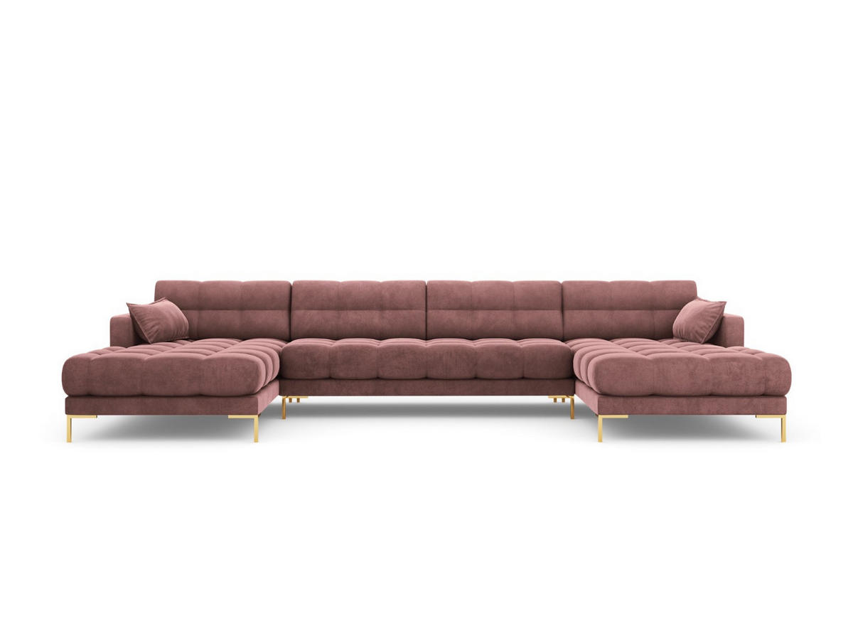 PANORAMASOFA Mamaia aus Samt rosa 6 Sitzplätze - Pink, Textil (185/75/383cm) - Micadoni
