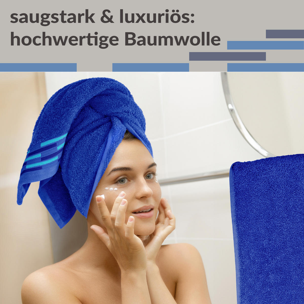 HANDTUCH Lugano Königsblau 2er 50x100 cm - Dunkelblau, Textil (50/100cm) - Lashuma