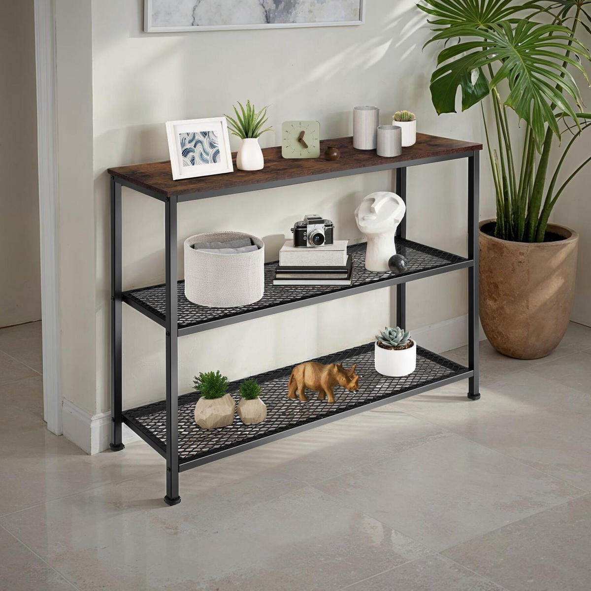 KONSOLENTISCH Bristol,100 x 30 x 81 cm,Industrial Holz dunkel, rustikal - Rostfarben, Holz (100/30/81cm) - tectake