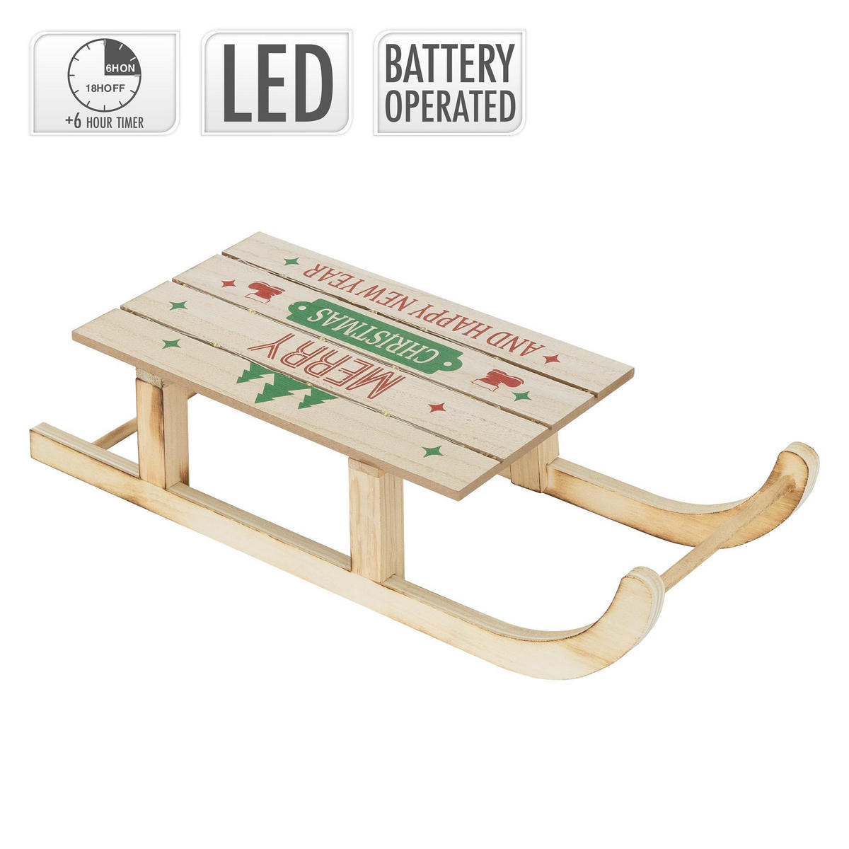 WEIHNACHT Schlitten - Braun, Holz (16/9.5/42cm) - ECD-Germany