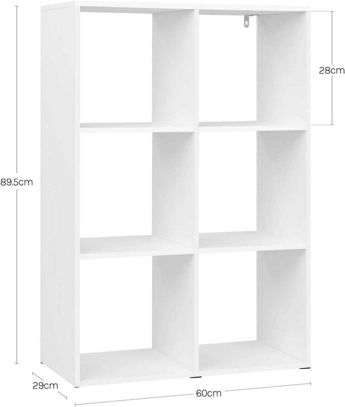 REGALE Bücherregal mit 6 Würfeln, 60x89,5x29 cm, Weiß - Weiß, Holzwerkstoff/Kunststoff (60/89.5/29cm) - Woltu
