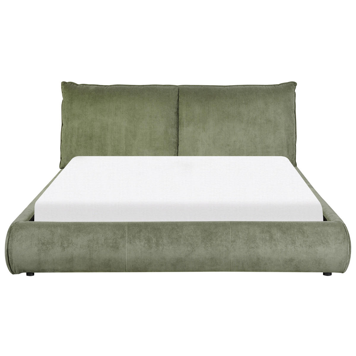 VODNÍ POSTEL Manšestr 160/200 cm Olivově zelená Vinay - zelená barva, textil (160/200cm) - Beliani