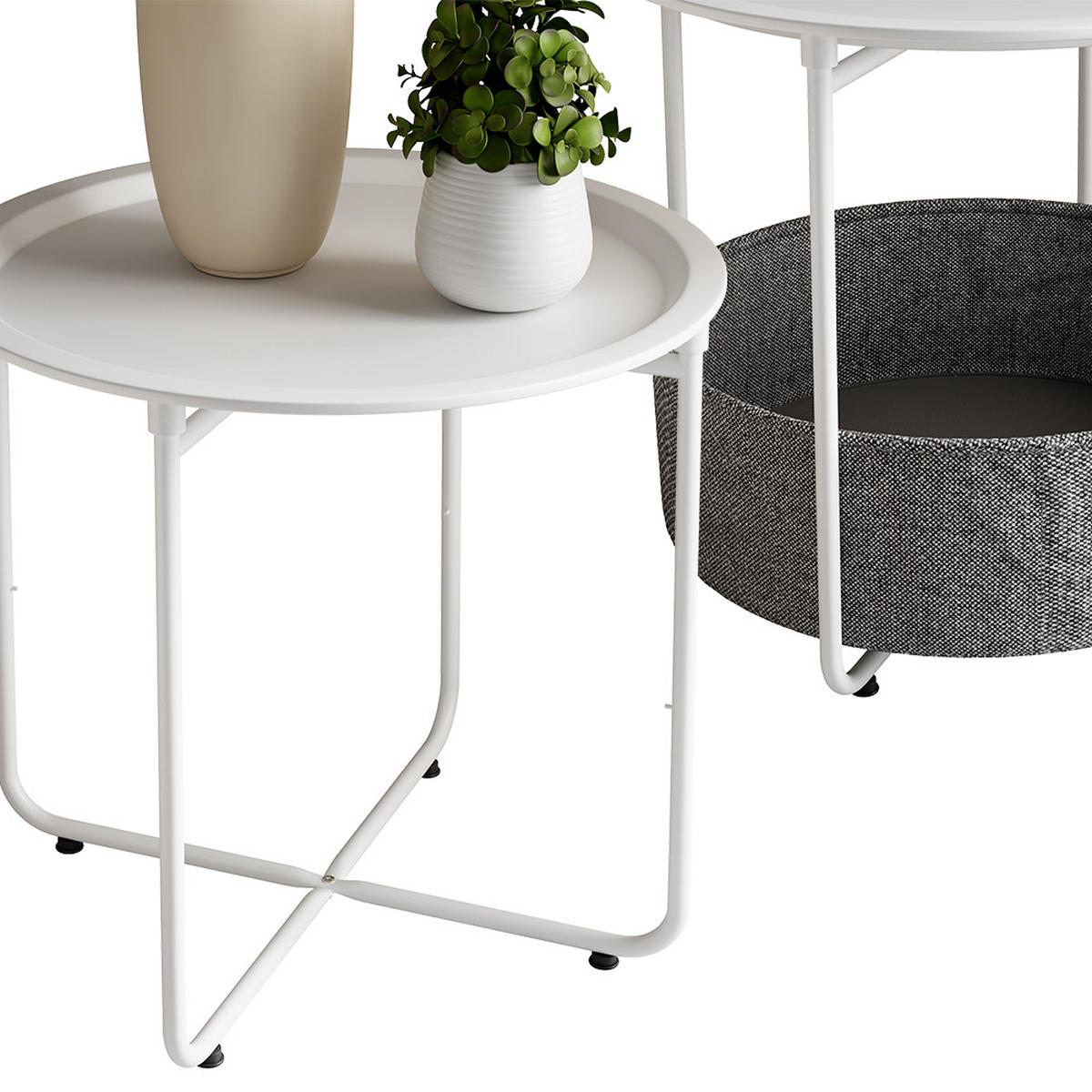 COUCHTISCH Liva Weiß 47 x 50 cm - Weiß, Metall (50/47/50cm) - Vicco
