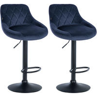 BARHOCKER 2er Set Samt blau - Blau/Schwarz, Textil/Metall (46/83/49cm) - CLP