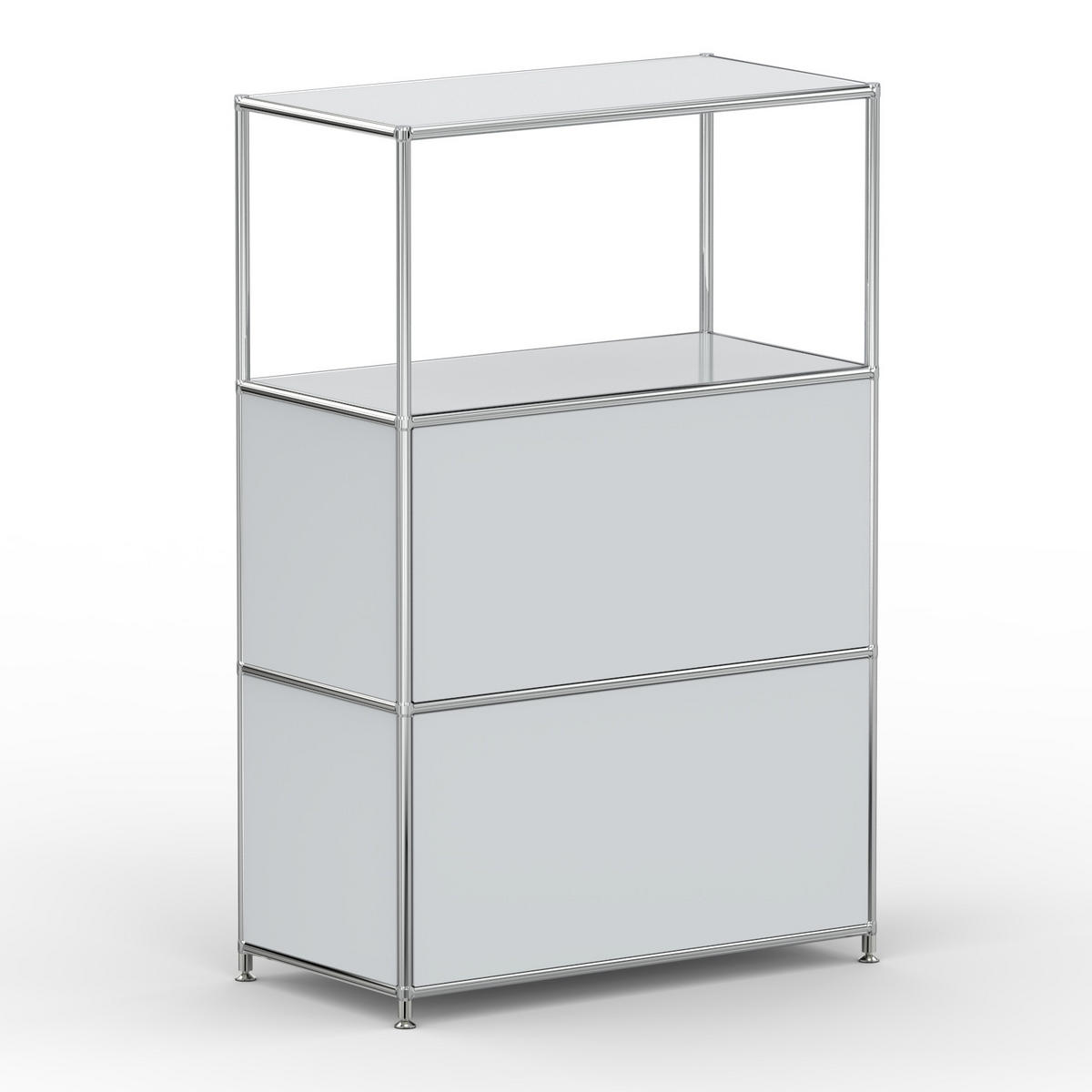 HOCHSCHRANK, 1 offenes Fach, 2 Klappen, Breite 77 cm, Lichtgrau - Chromfarben/Silberfarben, Metall (40/118/77.2cm) - Versee