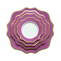 TELLERSET Lila Goldrand Bone China Lila Gold 4tlg Ø30 Ø27 Ø20 Ø16 cm - Weiß Hochglanz/Lila, Keramik (30/2/2cm) - Quality Elegance