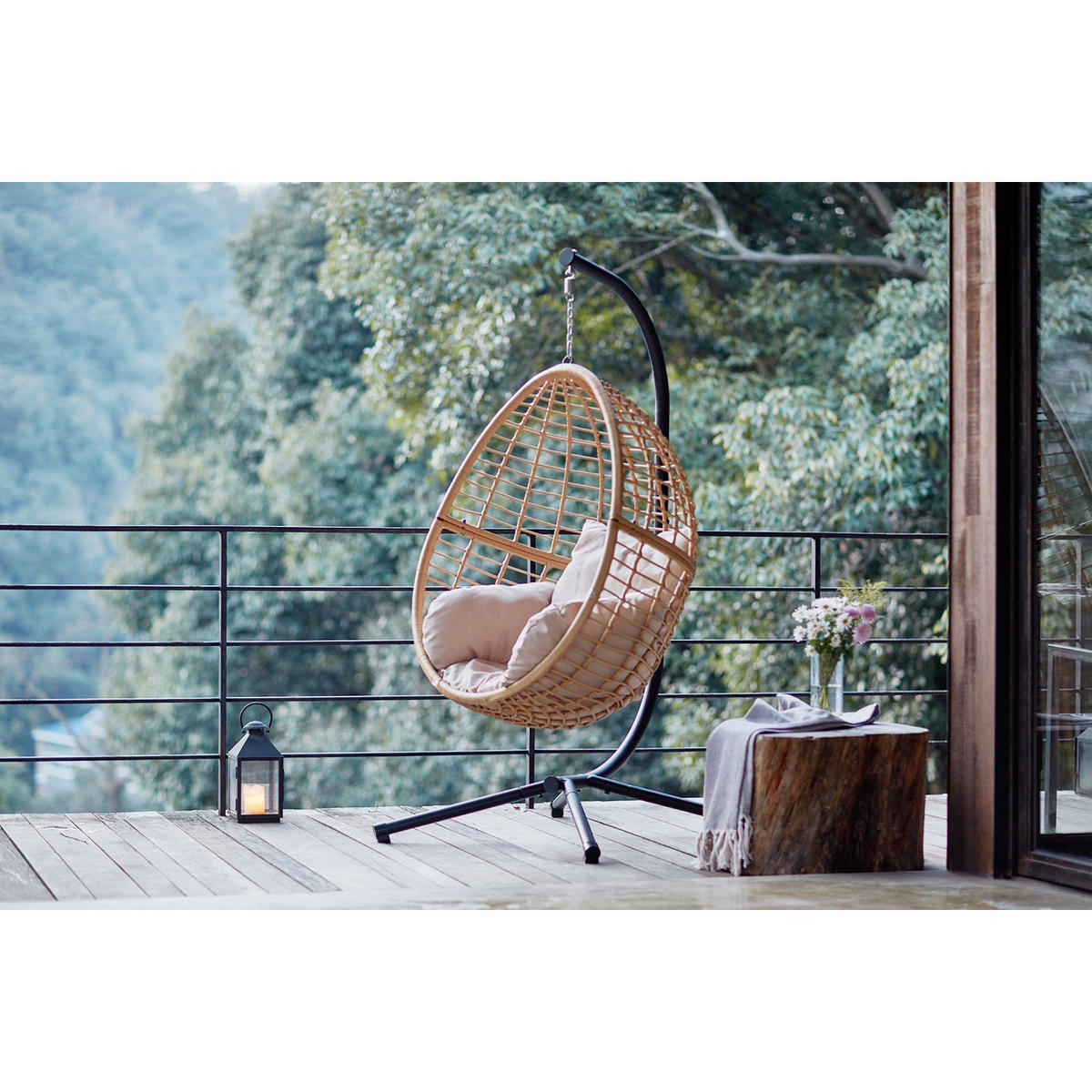 HÄNGESESSEL Auroa Beige Aus Kunstharz In Rattanoptik - Beige, Kunststoff (94/196/106cm) - Concept Usine