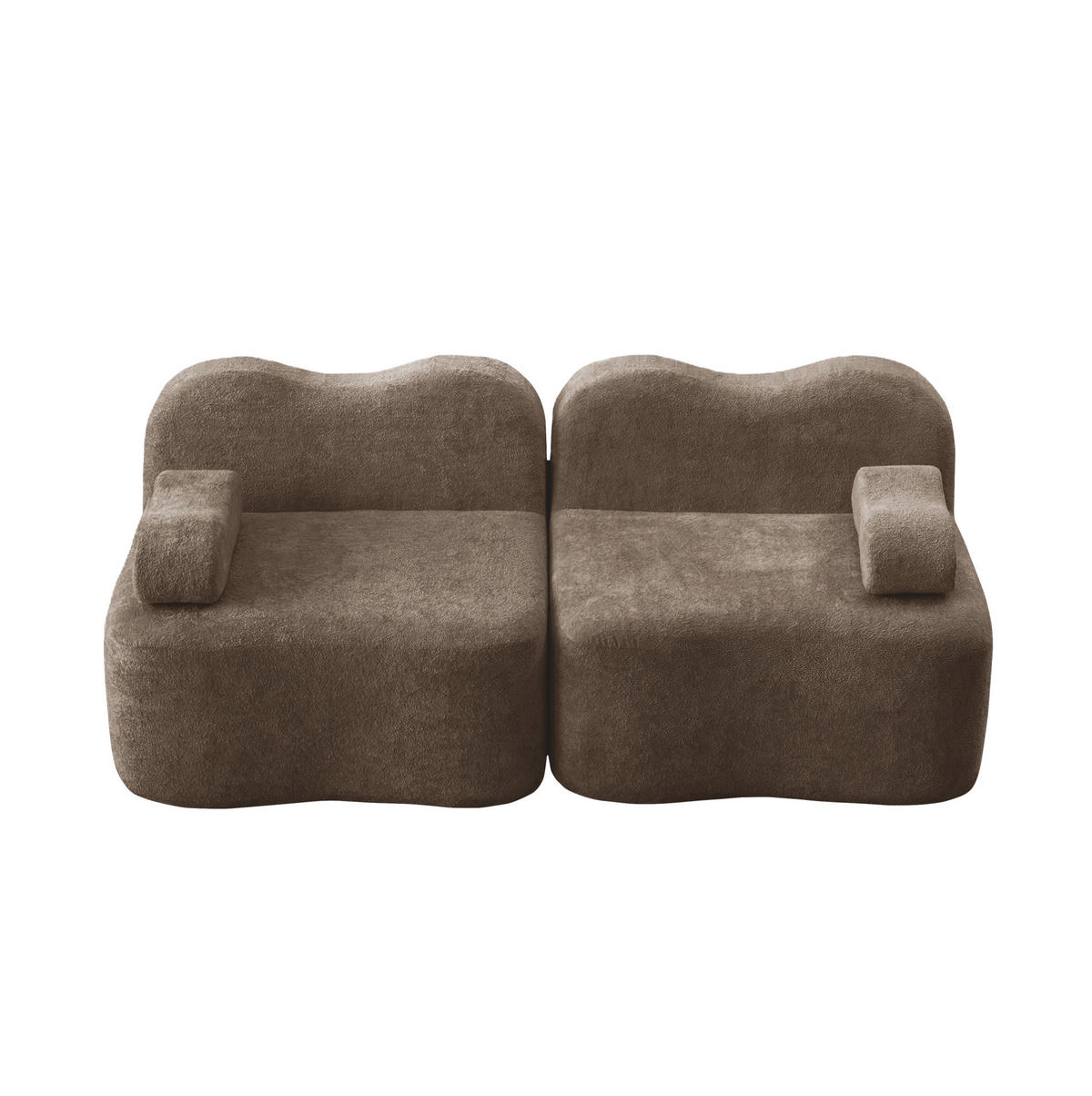 2-SITZER sofa rahmenlos mit Wellenform, tiefer Sitzfläche und flexiblem Hocker, Braun - Braun, Textil (192/70/98cm) - Redom