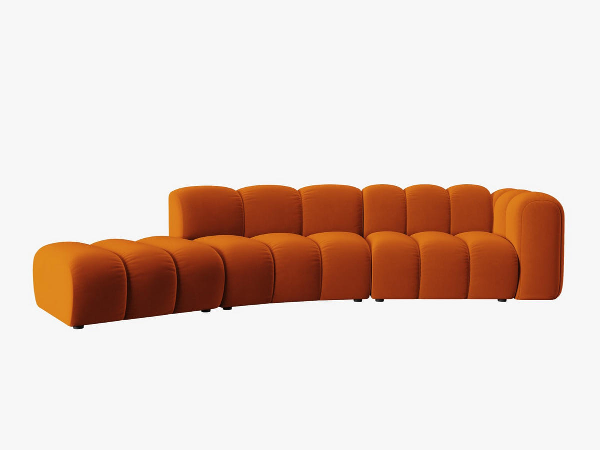 SOFA modular links Lupine aus Samt terrakotta 5 Sitzplätze - Terra cotta, Textil (166/70/335cm) - Micadoni