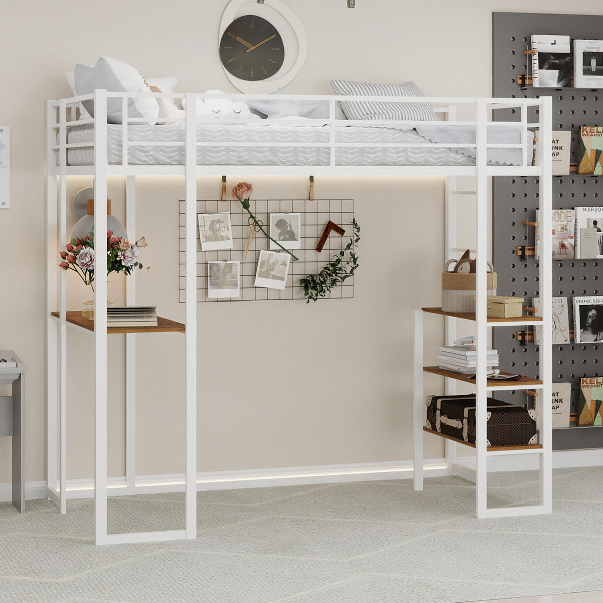 HOCHBETT Metall Schreibtisch Regal - Weiß, Metall - LEBENLANG