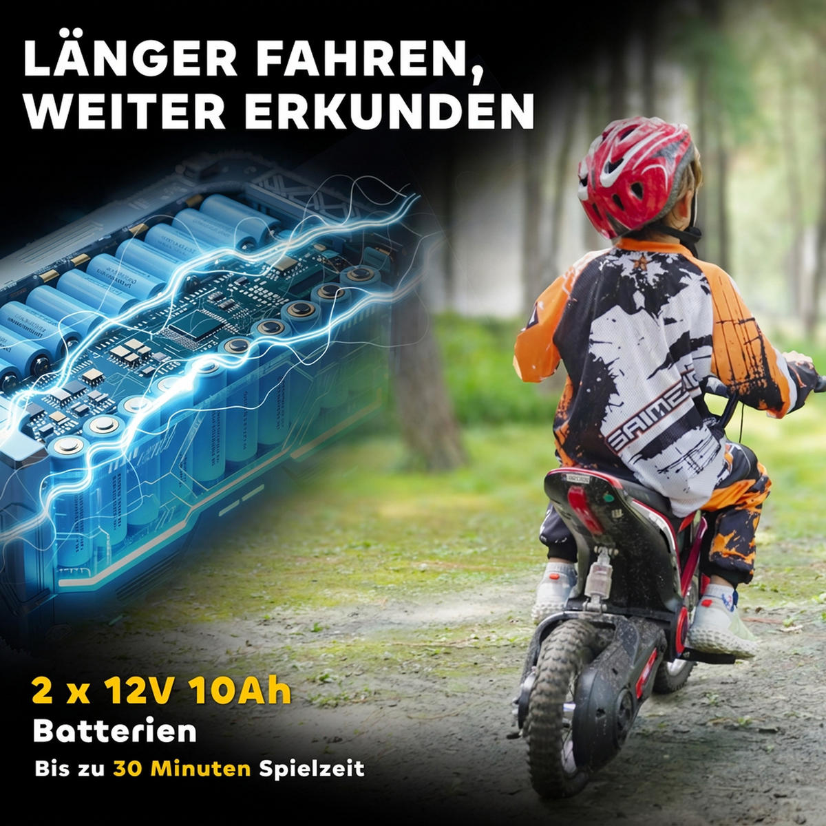 ELEKTRO Motorrad Kinder Elektromotorrad mit 24V 350W Motor, 8-16 KMH Rot - Rot, Kunststoff (119/64/76.5cm) - HOMCOM