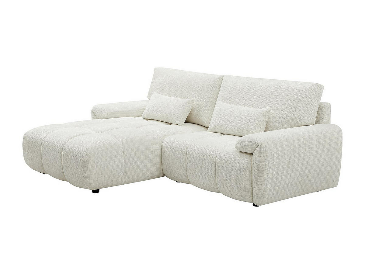 ECKSOFA – Ecke links – Chenille-Stoff – Offwhite – ANELKO - Weiß, Textil (242/171cm) - Vente-Unique