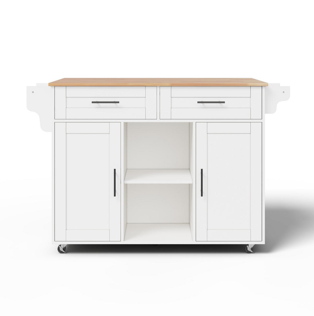 KÜCHENINSEL 145/70/94,5 cm weiß aus MDF mit Klappplatte - Weiß, Holzwerkstoff (145/94.5/70cm) - OKWISH